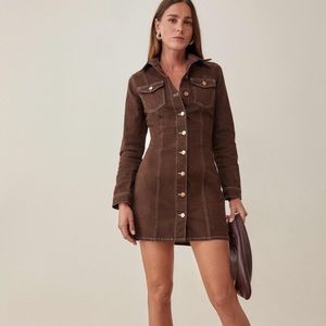 Reformation Brown Denim Dress - Size 6